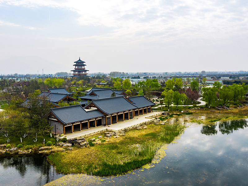 Budynek o konstrukcji drewnianej jeziora Xi'an Meibei